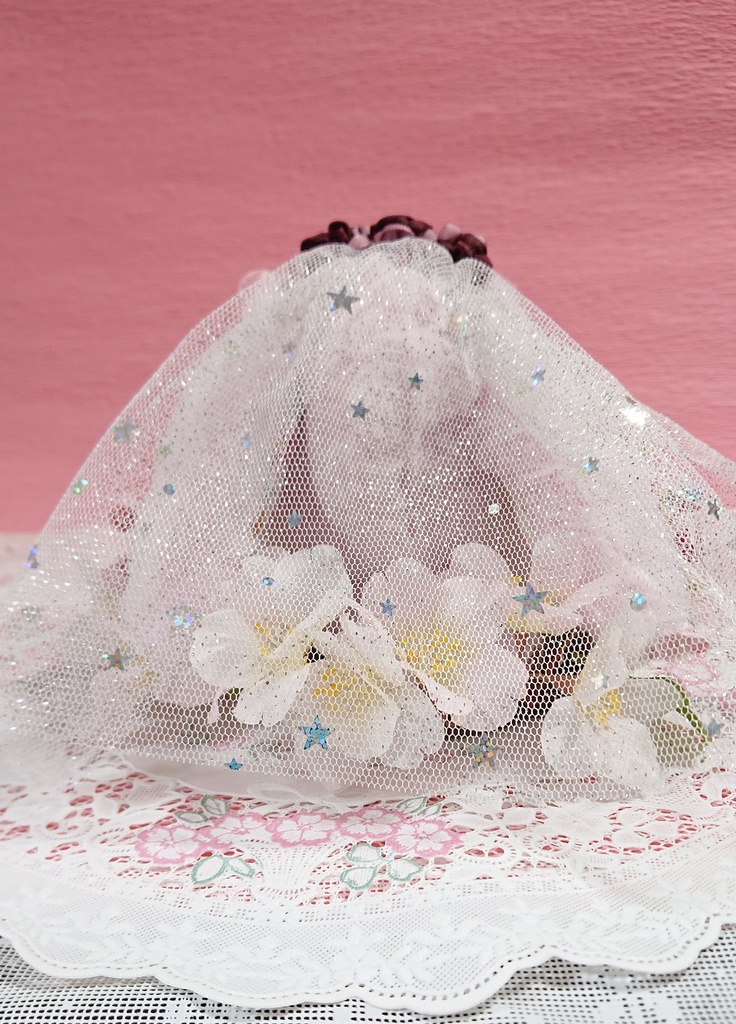 ぬいぐるみ用 花冠のうさぎの花嫁着ぐるみ ぬい服 ピンク