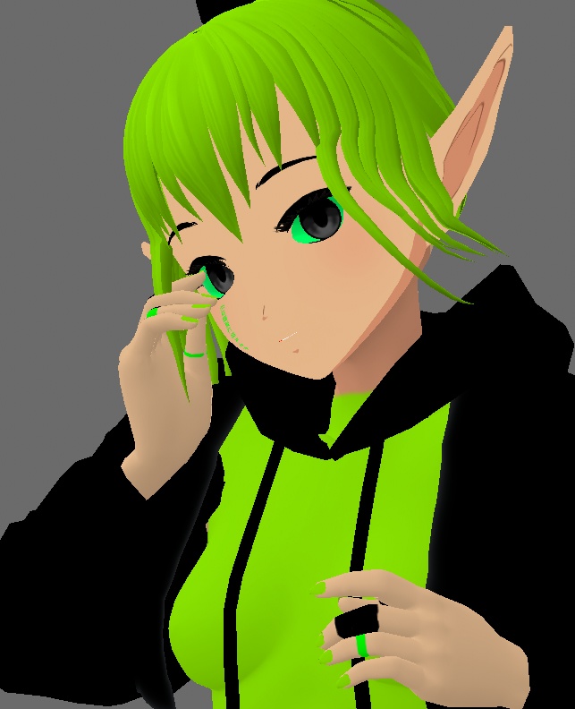 glitch girl green hot woman vtuber vroid vrchat FREE i said free