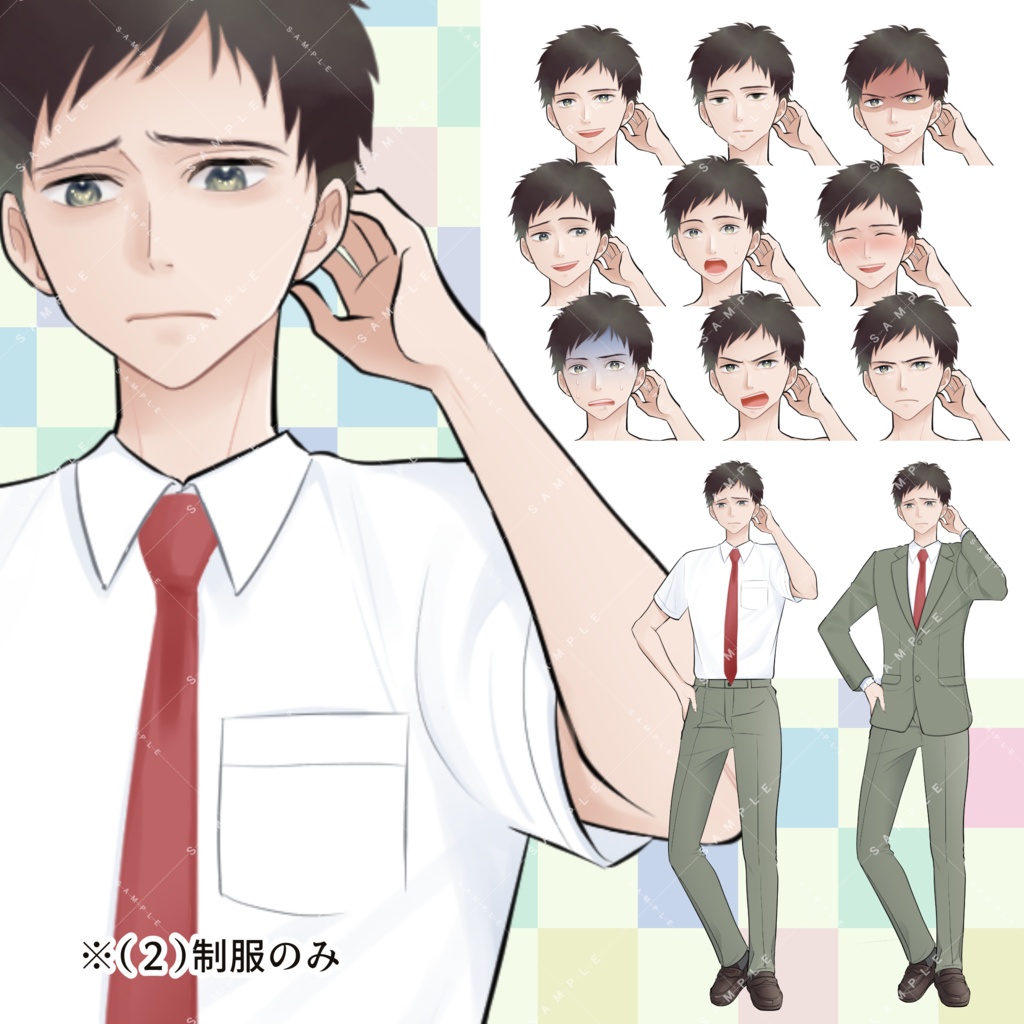 【商用利用一部可】男子学生C(黒髪)