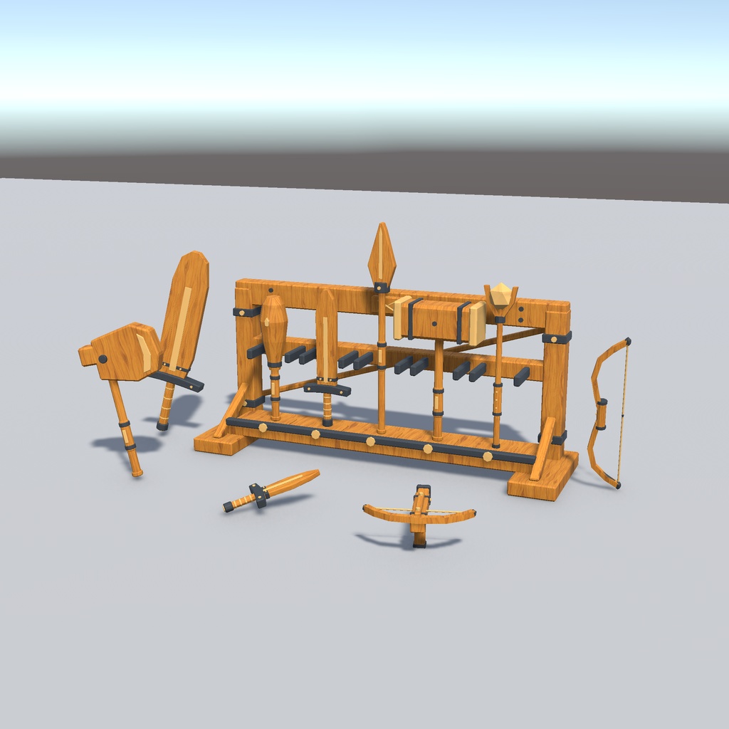 木製武器10種セット|ローポリ・Unity URP対応