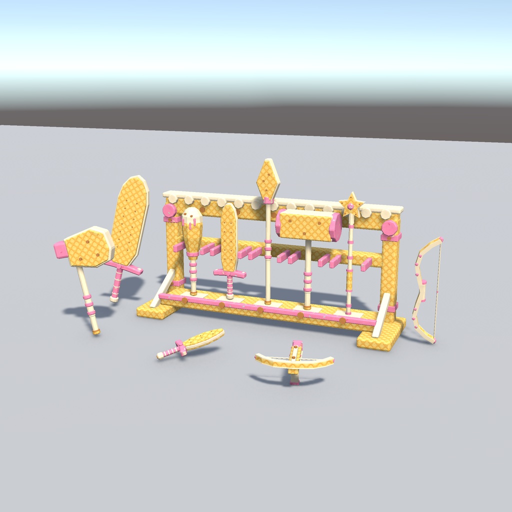 お菓子の武器10種セット|ローポリ・Unity URP対応