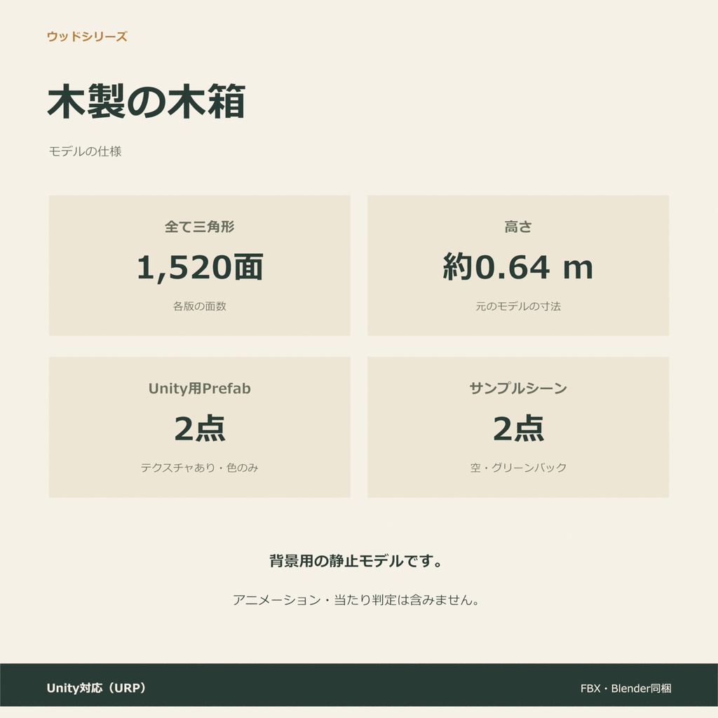 木製の木箱|ローポリ・Unity URP対応