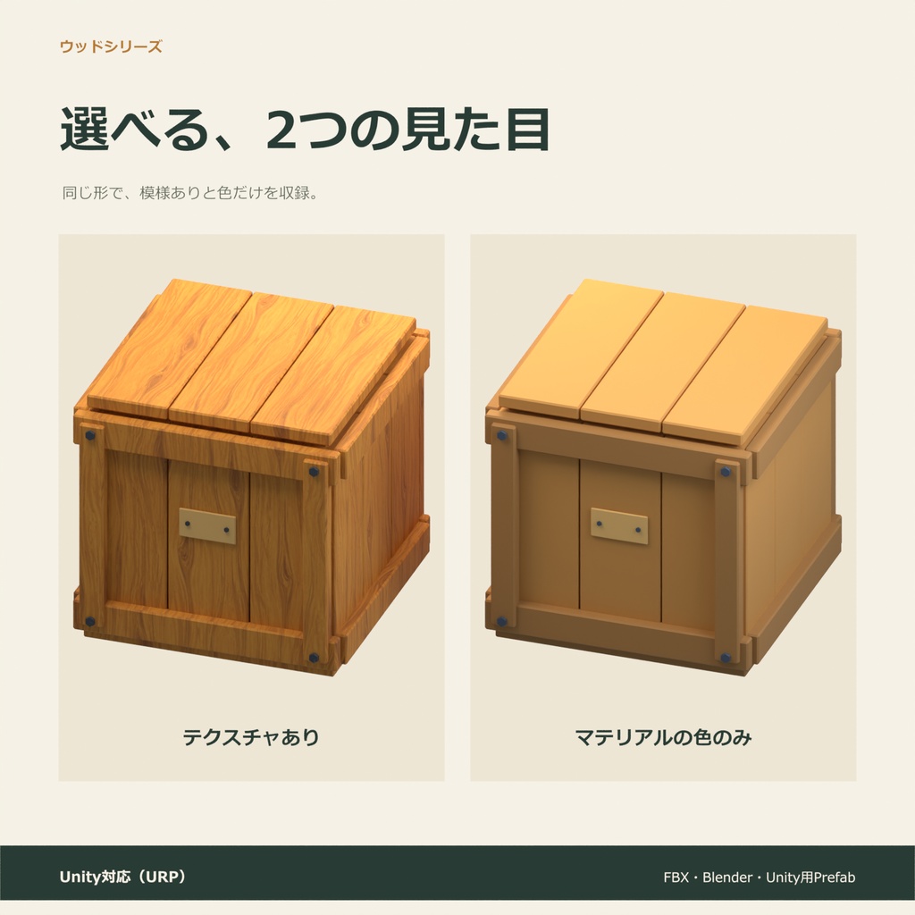 木製の木箱|ローポリ・Unity URP対応