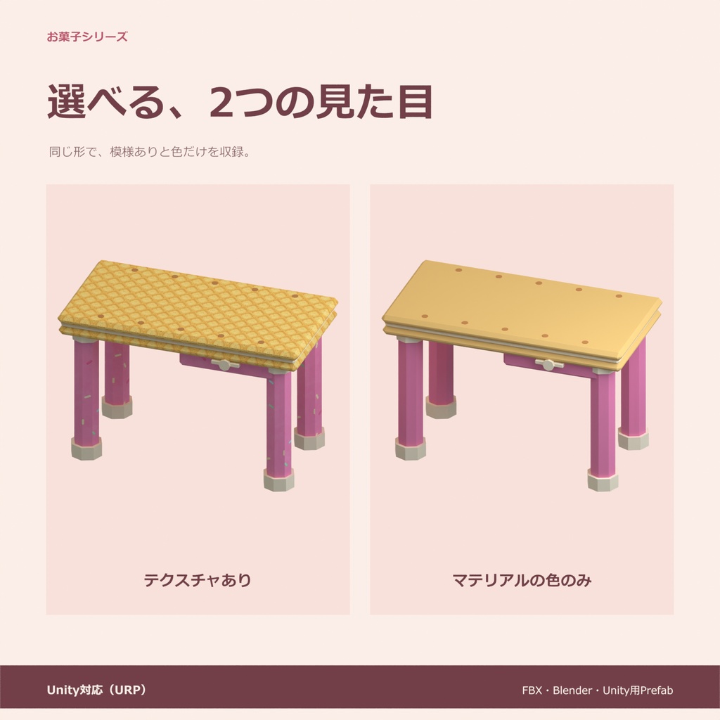 お菓子の机|ローポリ・Unity URP対応