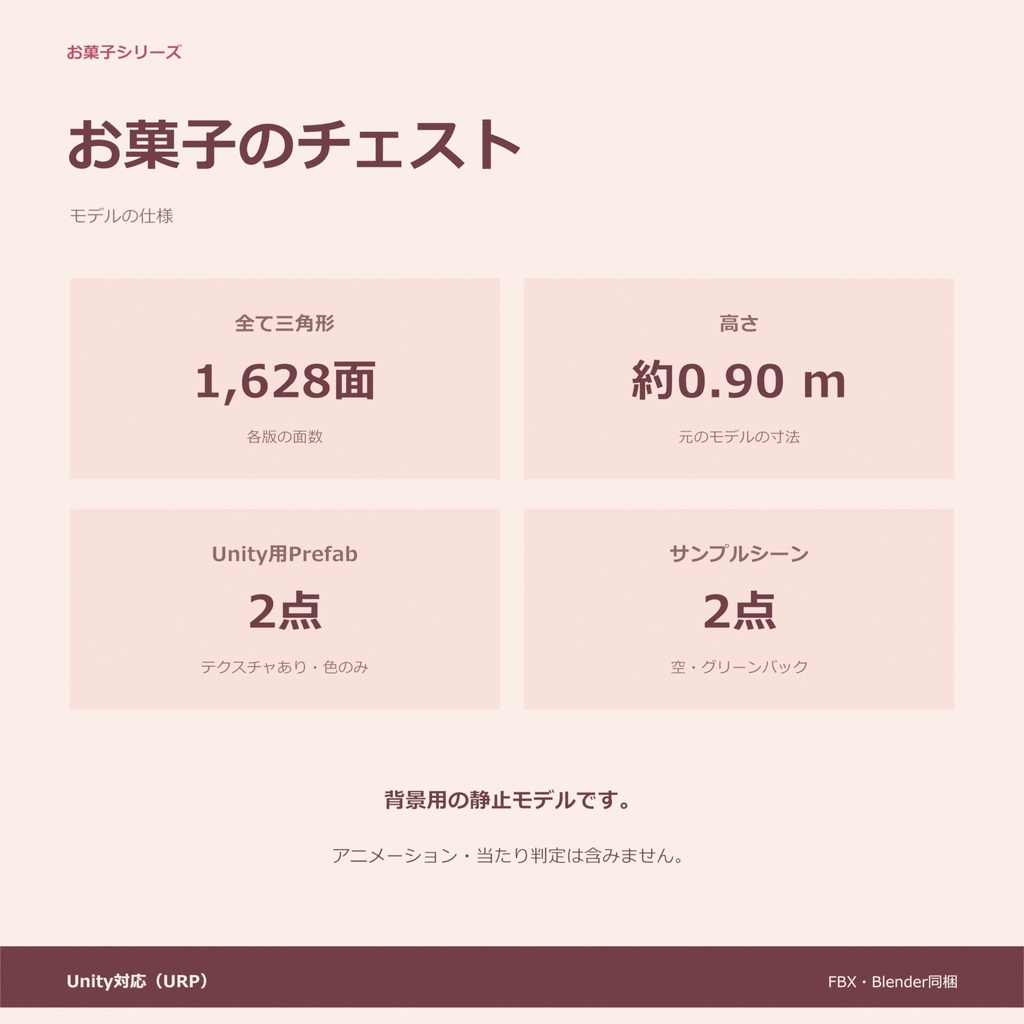 お菓子のチェスト|ローポリ・Unity URP対応