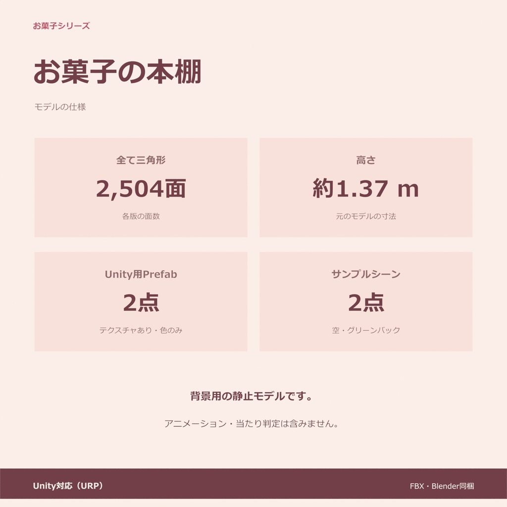 お菓子の本棚|ローポリ・Unity URP対応