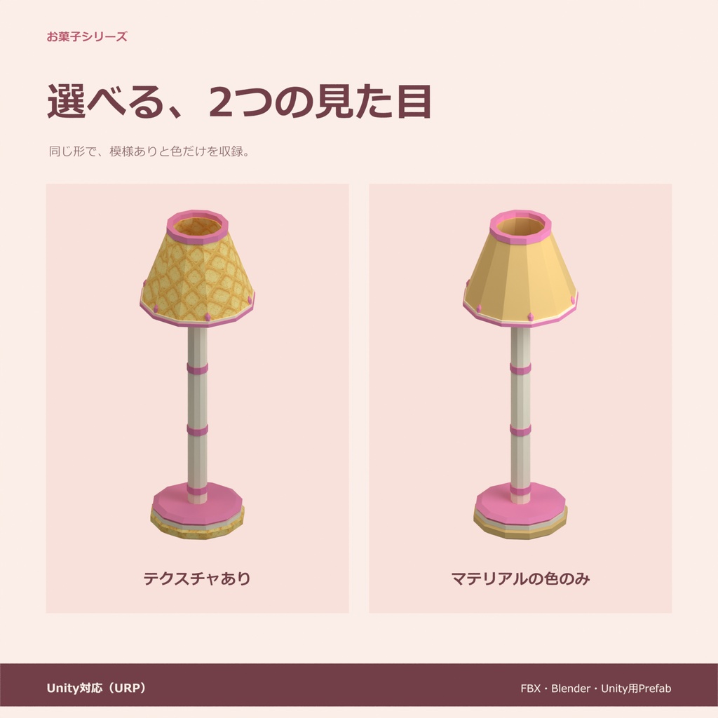 お菓子のフロアランプ|ローポリ・Unity URP対応