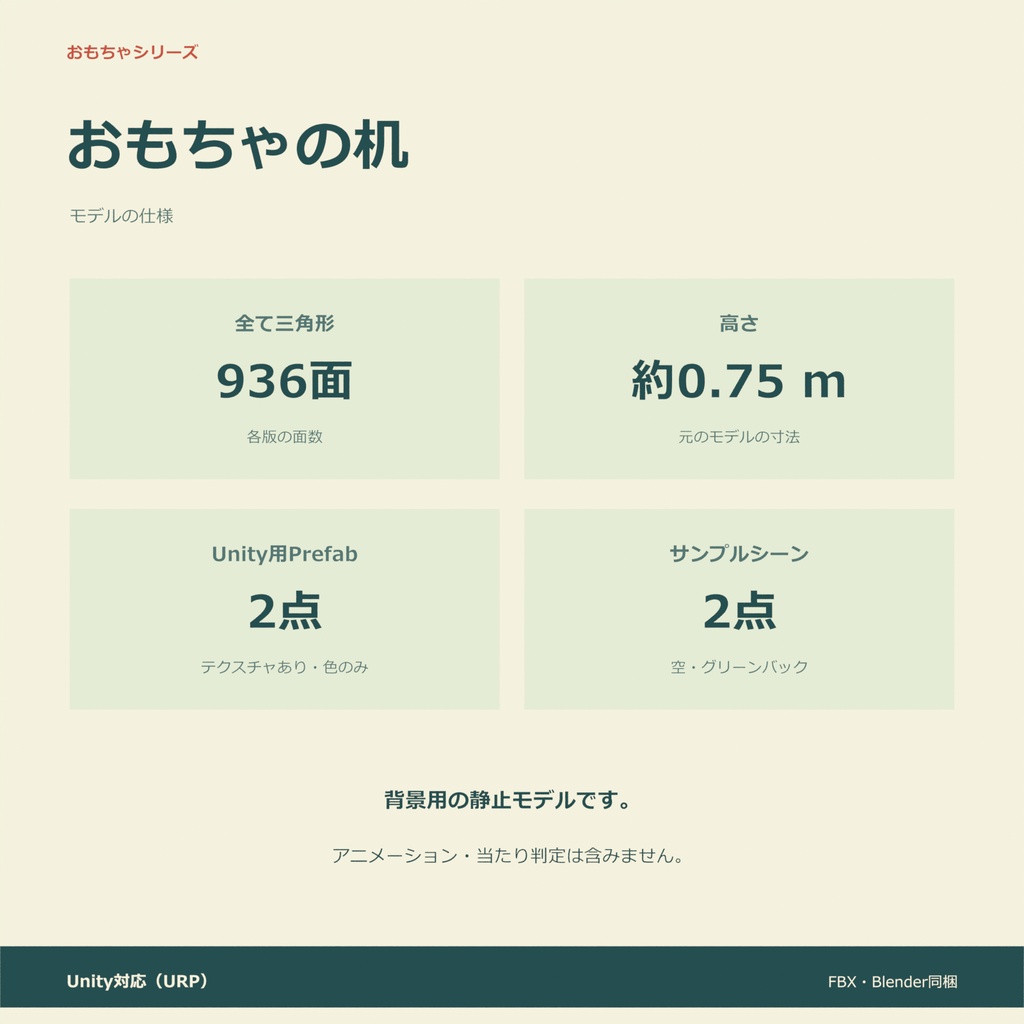 おもちゃの机|ローポリ・Unity URP対応