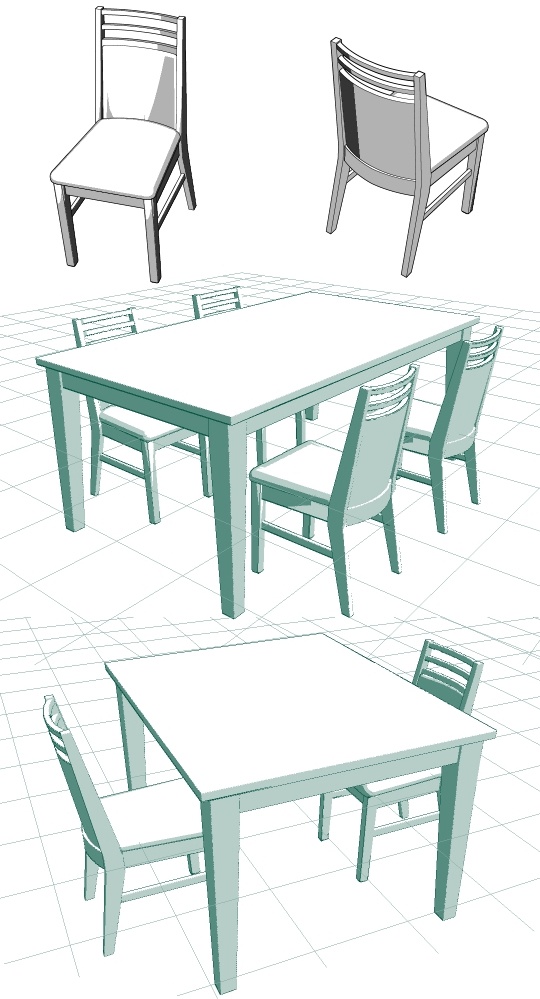 【3D素材】ダイニングセット