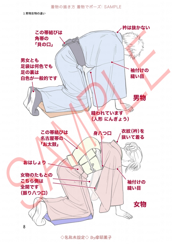 着物の描き方「着物でポーズ!」