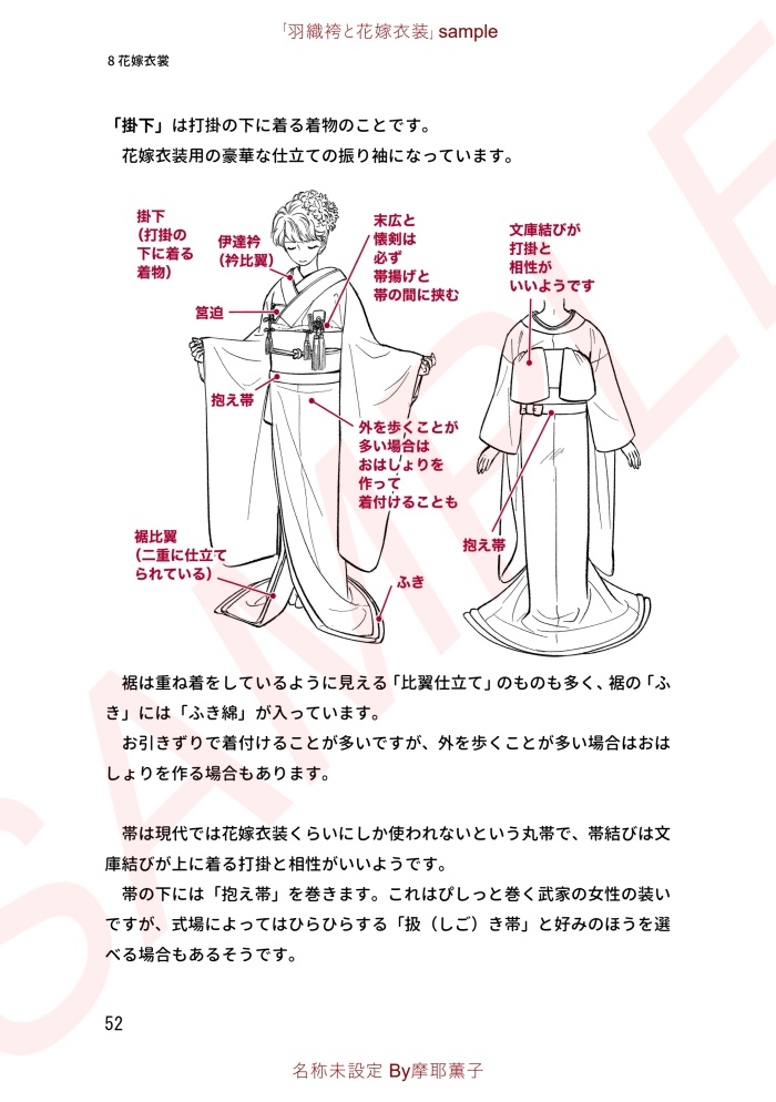 着物の描き方「羽織袴と花嫁衣裳」