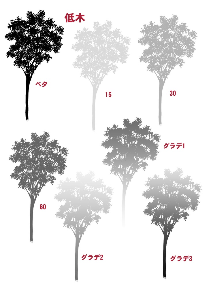 木・茂み・森素材セット