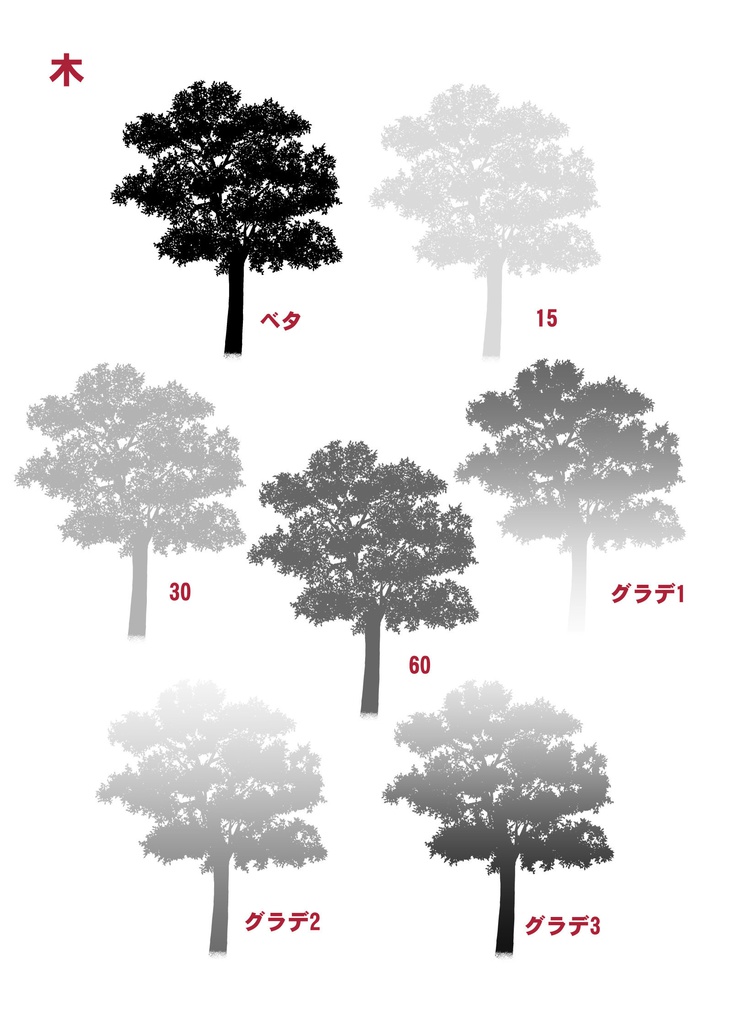 木・茂み・森素材セット