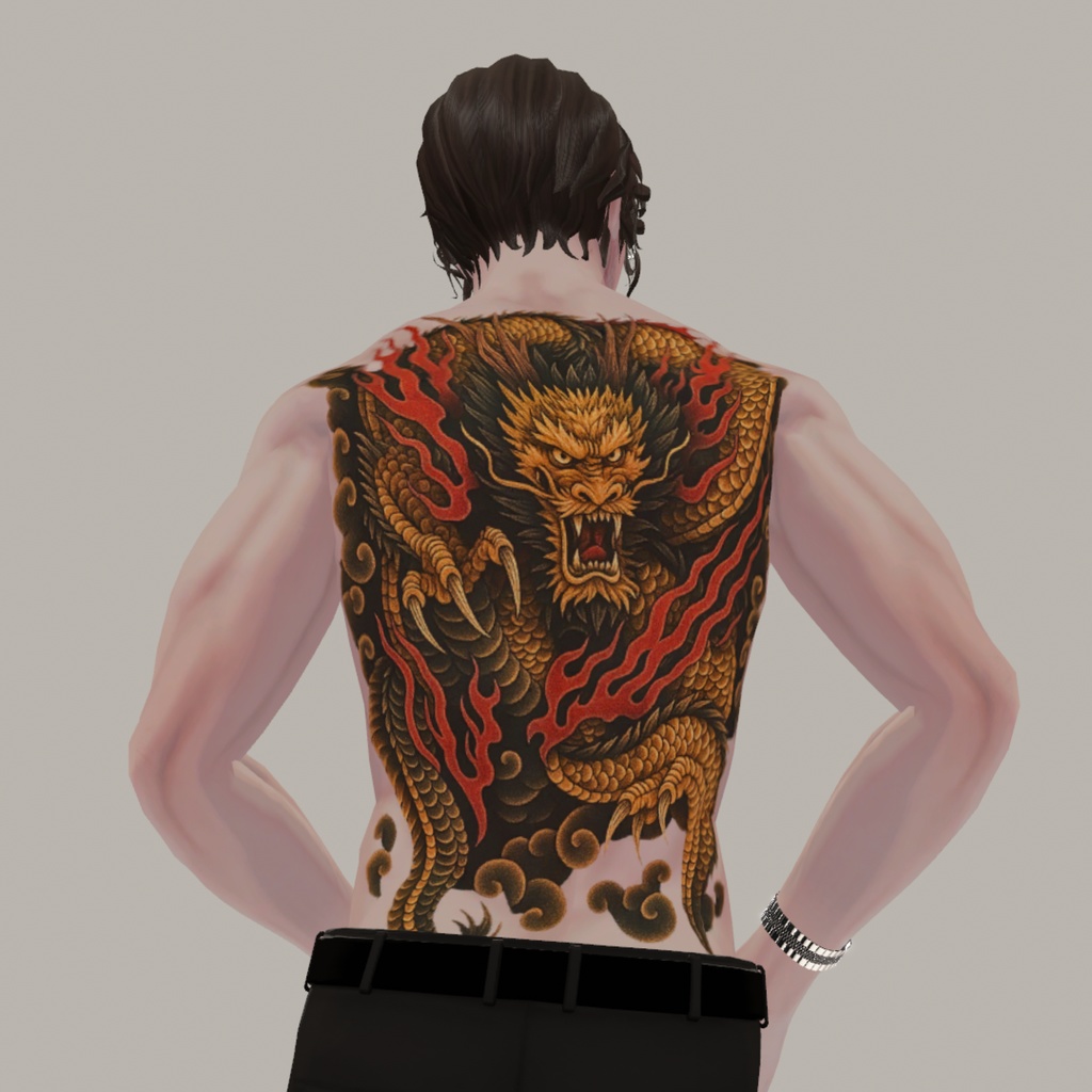 【VRChat想定】珍飯亭共通素体対応 龍の和彫り刺青