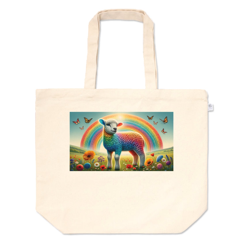 " Rainbow and colorful sheep "   Tote bags L, M and S sizes 　　　　( 「 レインボーとカラフルなヒツジ 」トートバッグL、M、Sサイズ  )
