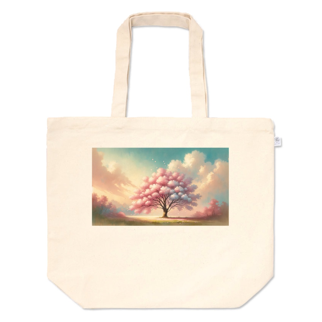 " A single cherry tree blooming in the meadow "  Tote bags L, M and S sizes　　　　( 「草原の一本桜」トートバッグ　L、M、Sサイズ )