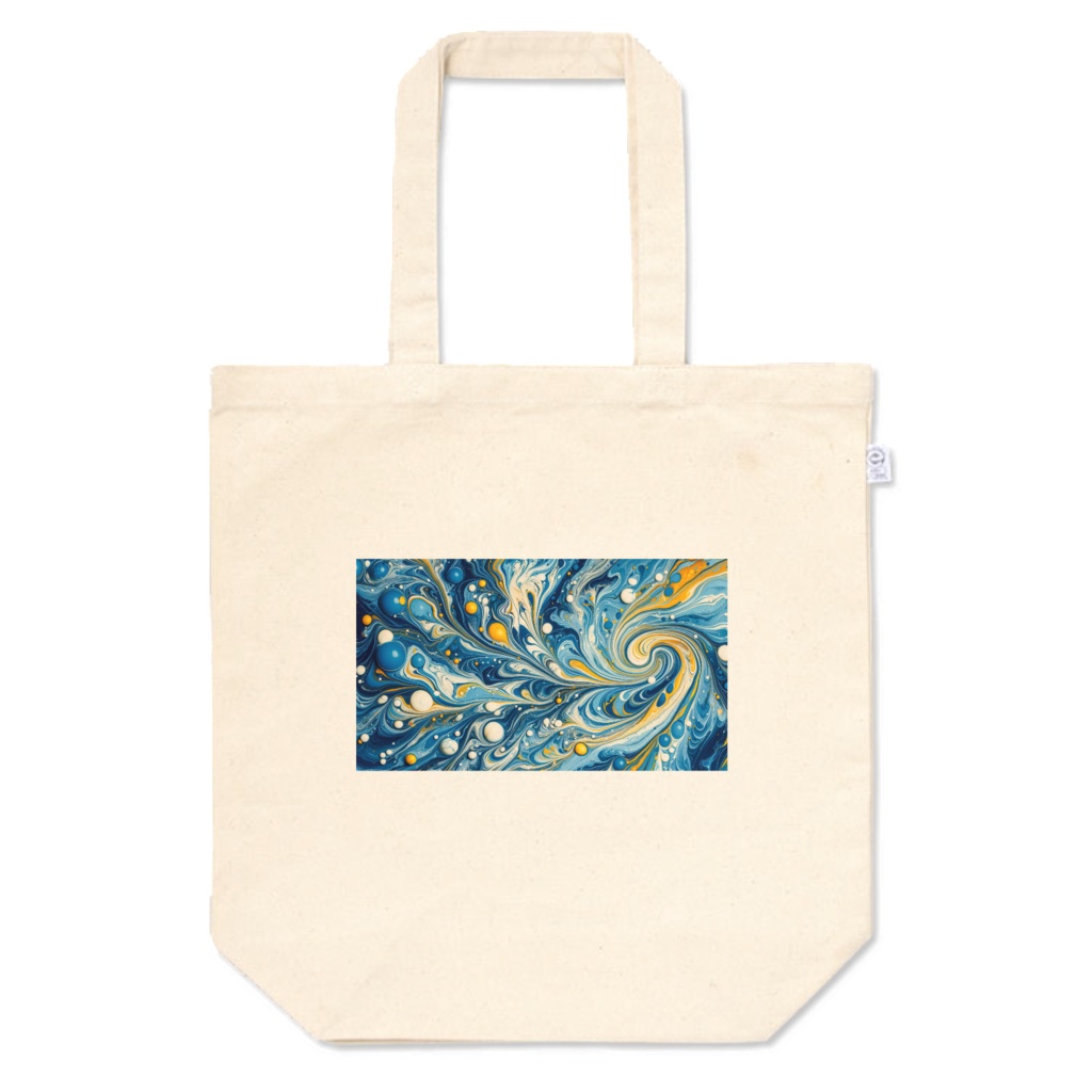 "  Marbled pattern (blue and yellow)  " Tote bag in L, M, and S sizes　　　　　　　　　( 「 マーブル模様 （ブルー＆イエロー）」トートバッグL、M、Sサイズ )