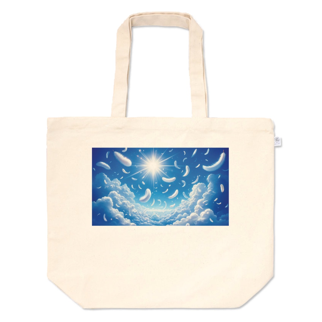 " Feather in the sky " Tote bag in L, M, and S sizes 　　　　( 「天空の羽根」トートバッグL、M、Sサイズ )