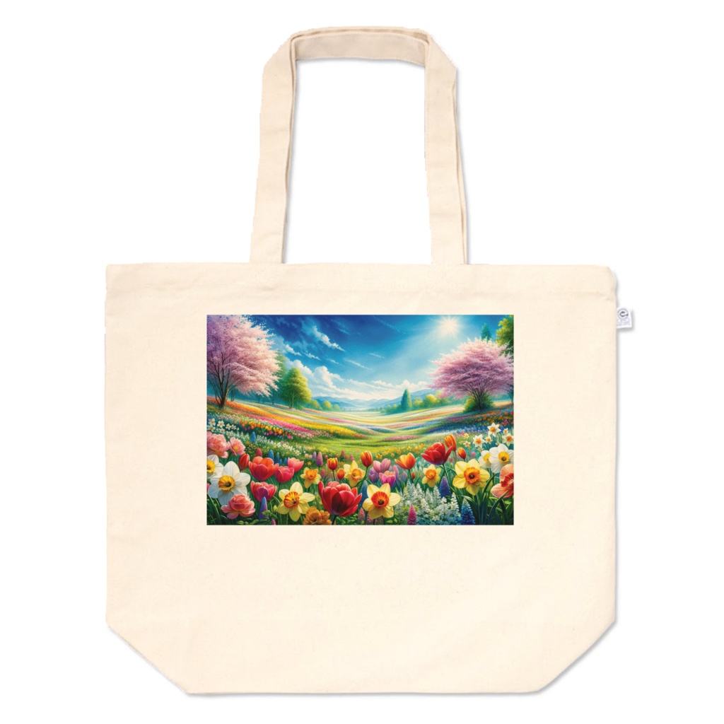 " Spring Flower Garden (1) " Tote bag in L, M, and S sizes　　　　( 「 春の花畑 （1）」 トートバッグL、M、Sサイズ)