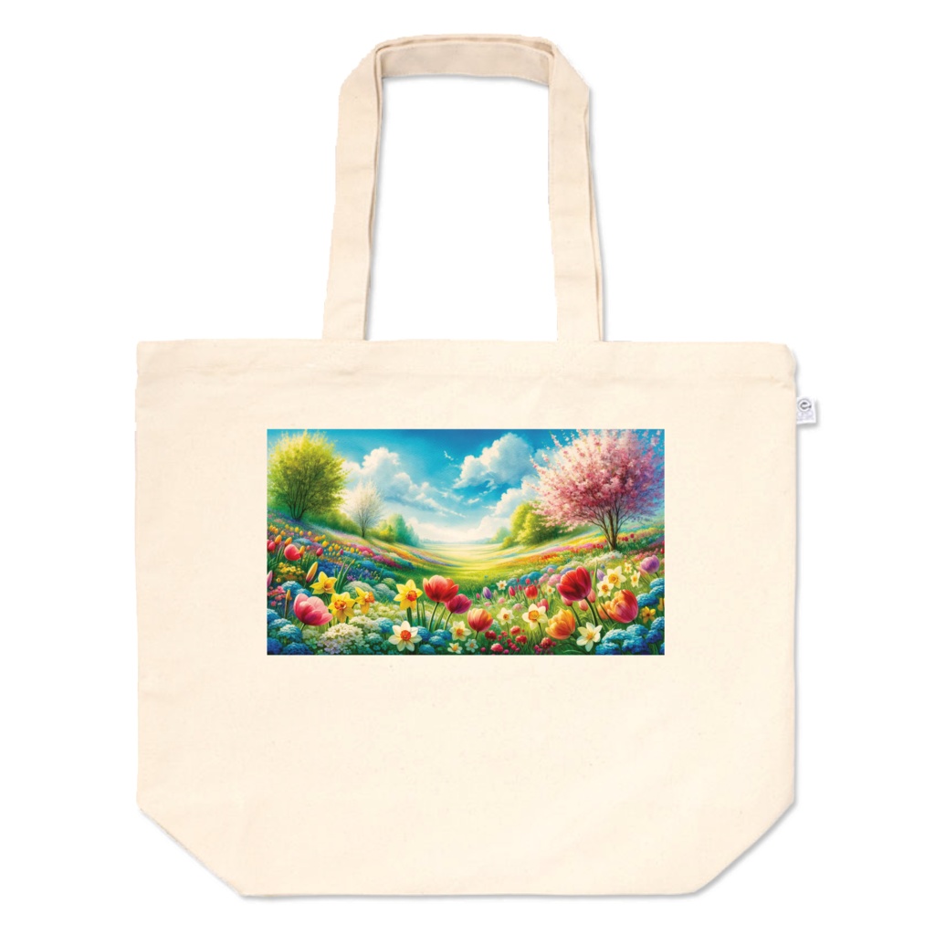 " Spring Flower Garden (3) " Tote bag in L, M, and S sizes　　　　( 「 春の花畑 （3）」 トートバッグL、M、Sサイズ)