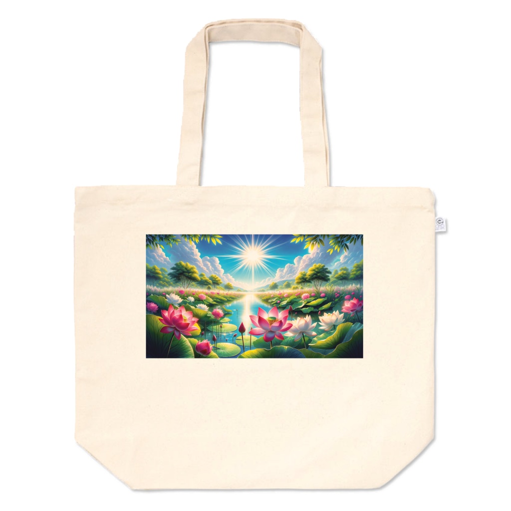 " Spring scenery with lotus flowers (1) " Tote bag in L, M, and S sizes　　　　( 「 蓮の花が咲く春の風景（1）」 トートバッグL、M、Sサイズ)