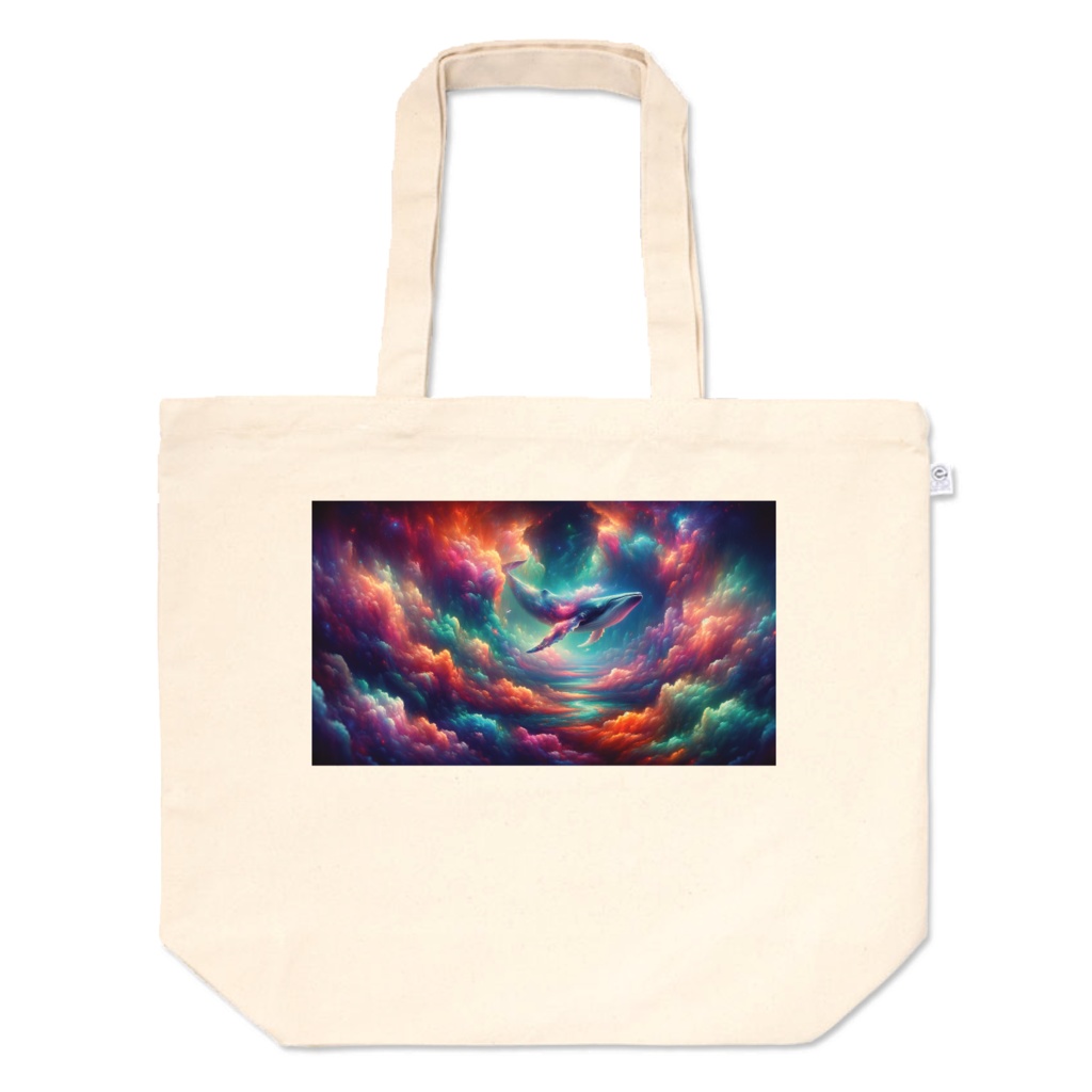 " Whale Swimming in the iridescent clouds (1) " Tote bags in L, M and S sizes　　　　　　　( 「 彩雲の中を泳ぐクジラ (1)」 トートバッグL、M、Sサイズ )