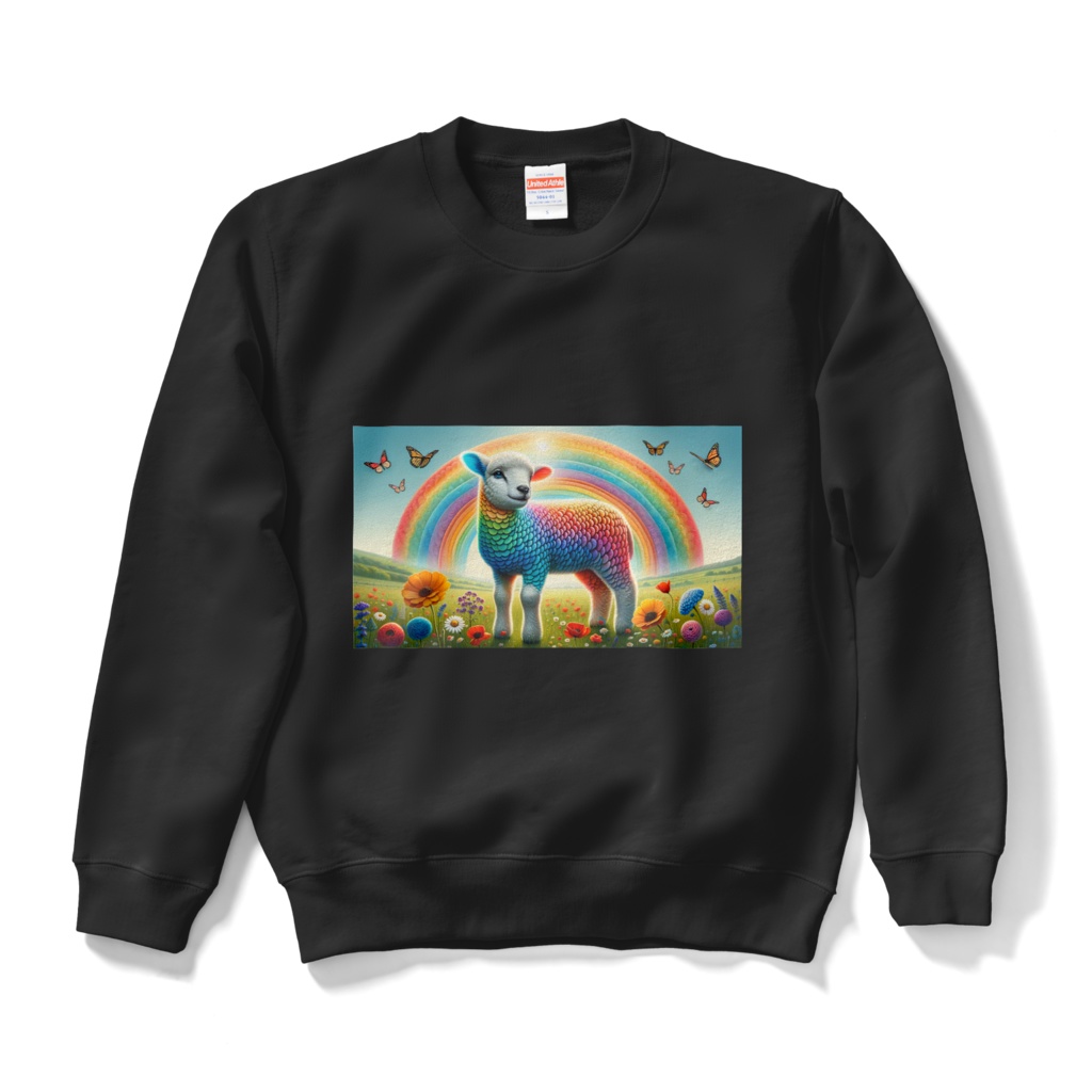 "Rainbows and Colorful Sheep " Sweatshirt S, M, L, XL sizes　　（ " レインボーとカラフルな羊 " スウェットシャツ　S、M、L、XLサイズ )