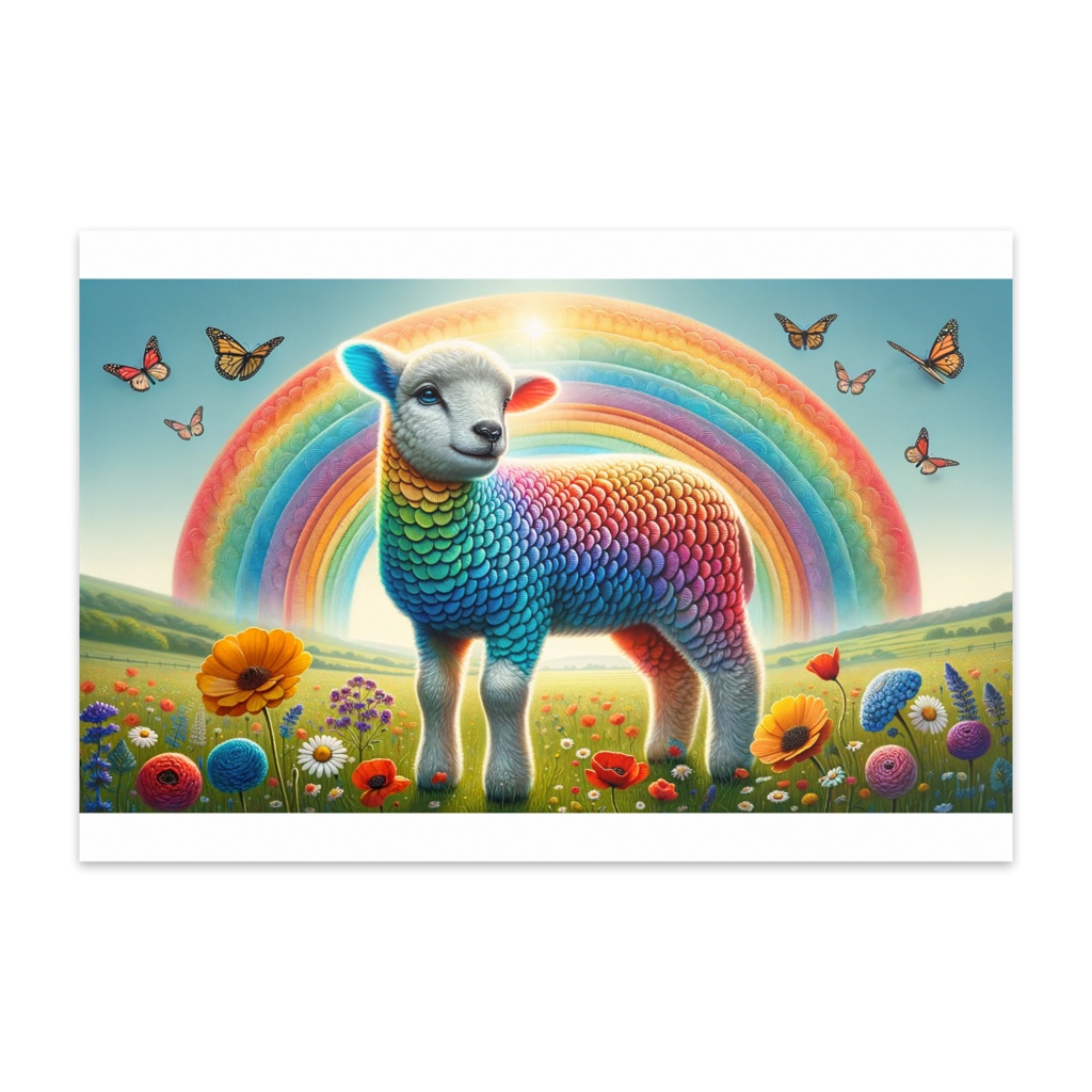 " Rainbow and Colorful Sheep " set of 10 postcards　　　( 「 レインボーとカラフルな羊 」 ポストカード10枚セット )