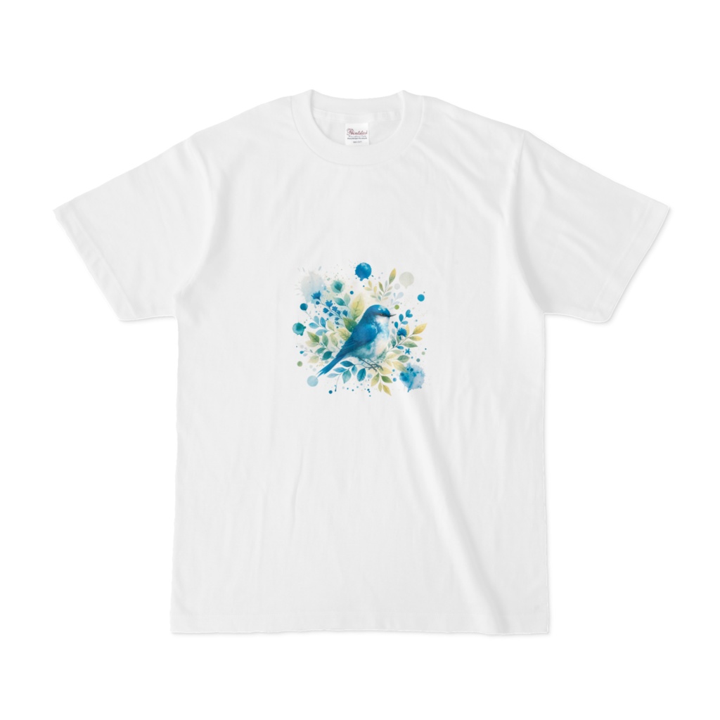 " The Blue Bird of Happiness (1) " White T-Shirt S, M, L, XL sizes　　（ 「 幸せの青い鳥（1）」 白Tシャツ　S、M、L、XLサイズ )