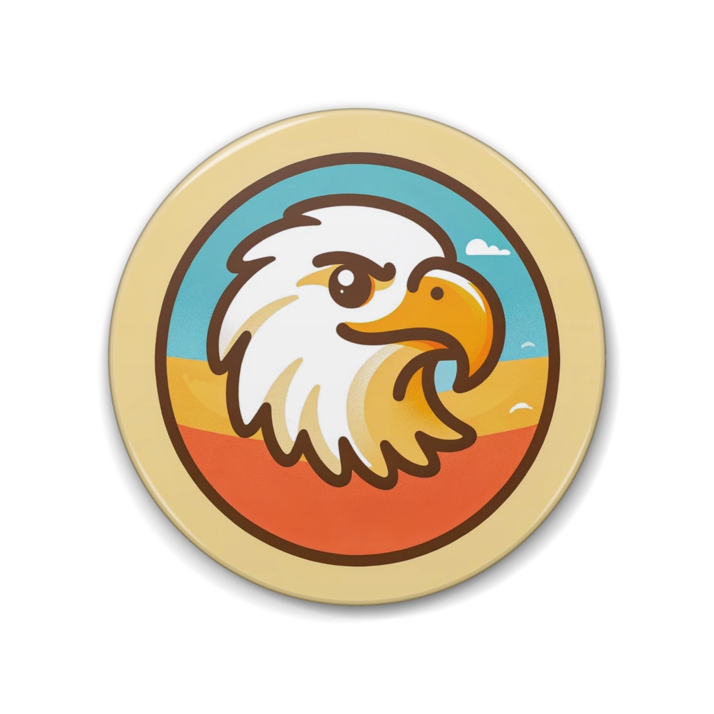 The bald eagle (Haliaeetus leucocephalus) (2) can badge (「 ハクトウワシ (2) 」の缶バッジ )