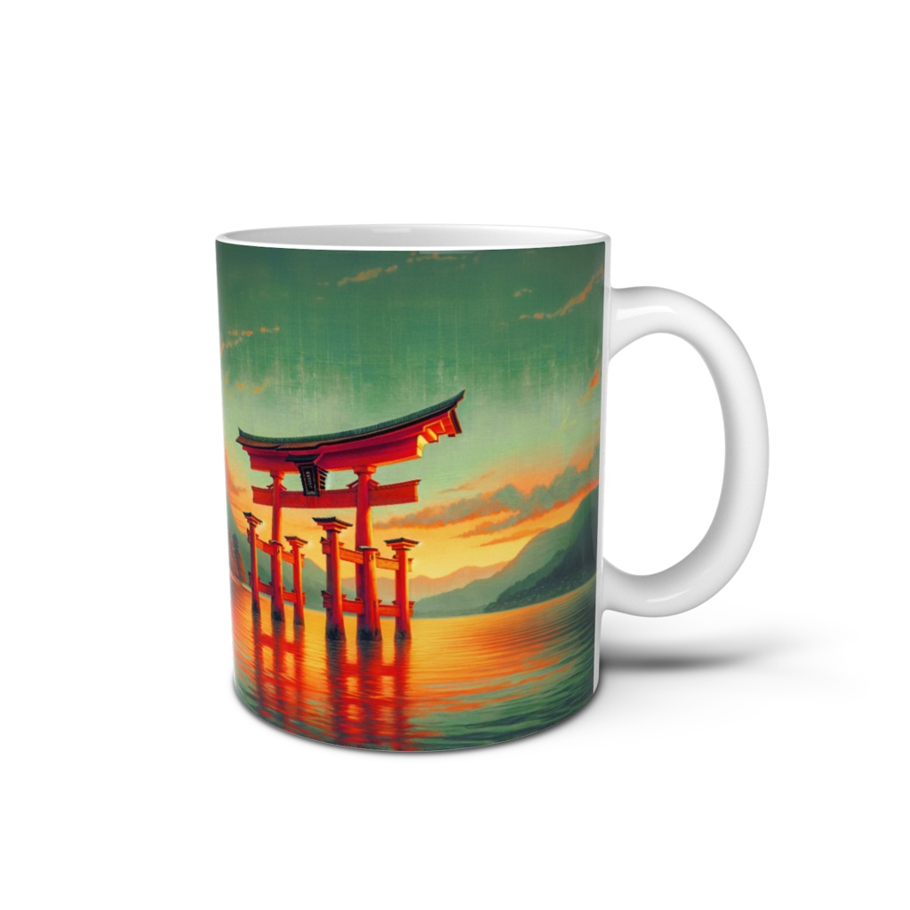 " Itsukushima's O-torii Gate (Miyajima, Japan) (3) " Mug Cup right-handed or left-handed　　( 「 嚴島 大鳥居 （3）」(いつくしま、宮島)　 マグカップ 右利き用、左利き用 )