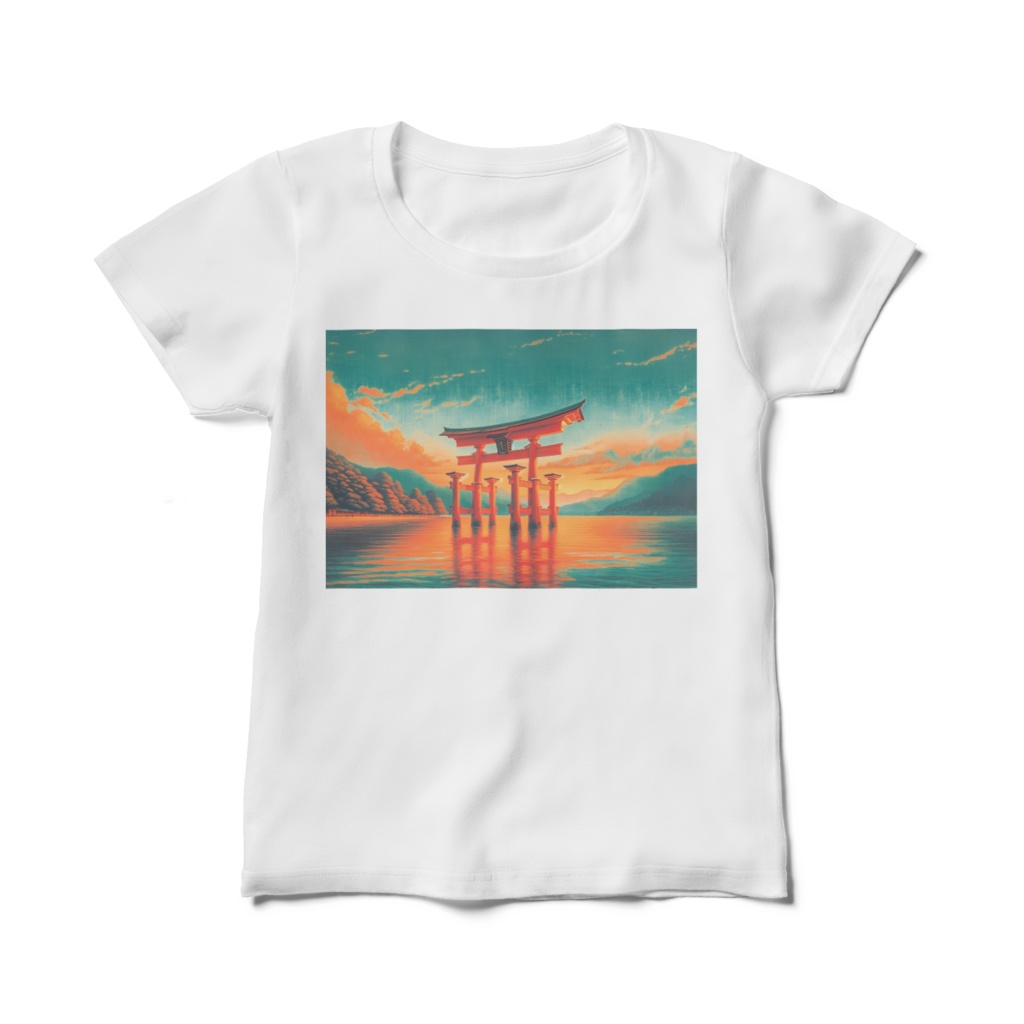 " Itsukushima's O-torii Gate (Miyajima, Japan) (3) " Women's T-shirts sizes M, L　( 「 嚴島 大鳥居 （3）」(いつくしま、宮島)　女性用Tシャツ　M、Lサイズ )