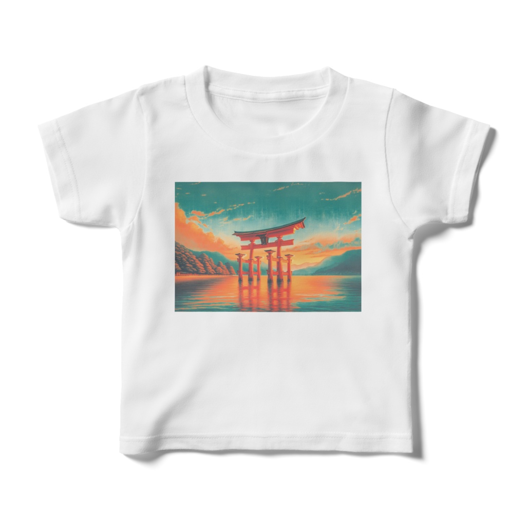 " Itsukushima's O-torii Gate (Miyajima, Japan) (3) " T-shirts for kids sizes: 100-160 cm　（ 「 嚴島 大鳥居 （3）」(いつくしま、宮島) キッズ用Tシャツ　サイズ: 100-160 cm ）