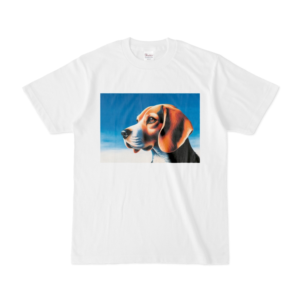 " Beagle Dog (1) " White T-Shirt S, M, L, XL sizes　　（ 「 ビーグル犬 (1) 」 白Tシャツ　S、M、L、XLサイズ )