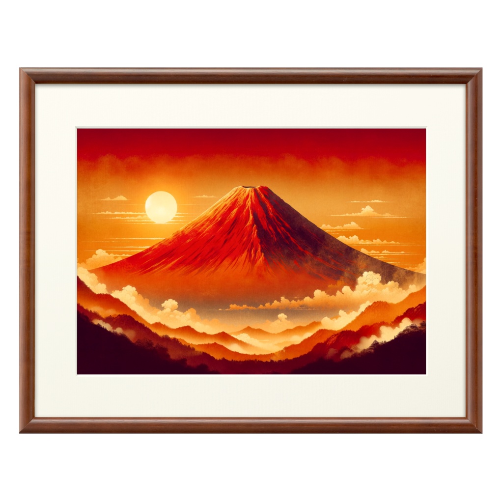 " Red Fuji  -Red tone- " PrimoArt(R) (reproduction painting)　／　　　　　「 赤富士 －赤デザイン 」 プリモアート （複製画）