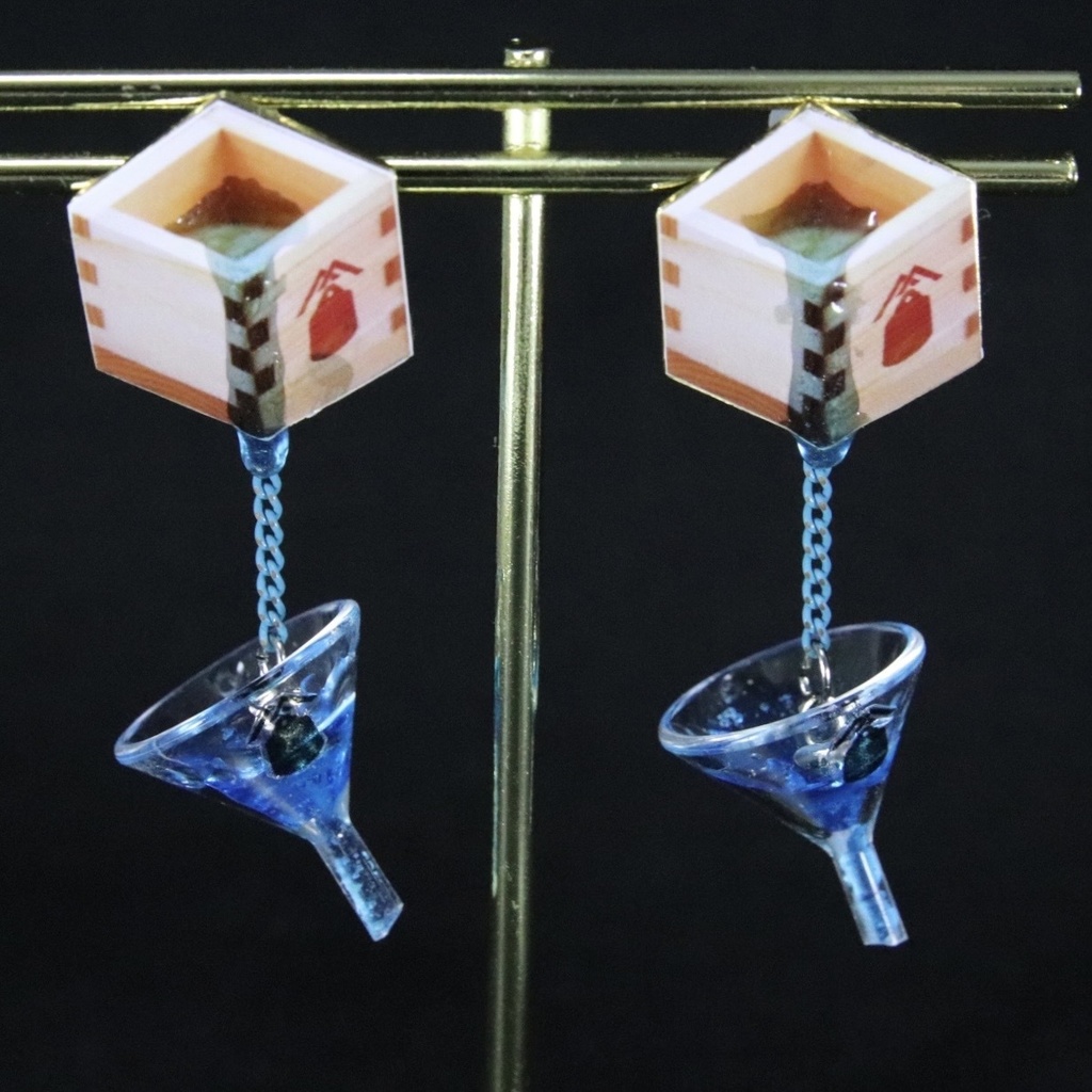 枡と漏斗ピアス【参考出品】