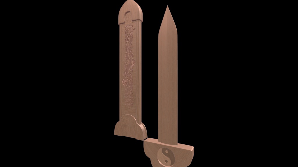 Yin Yang Wood Sword