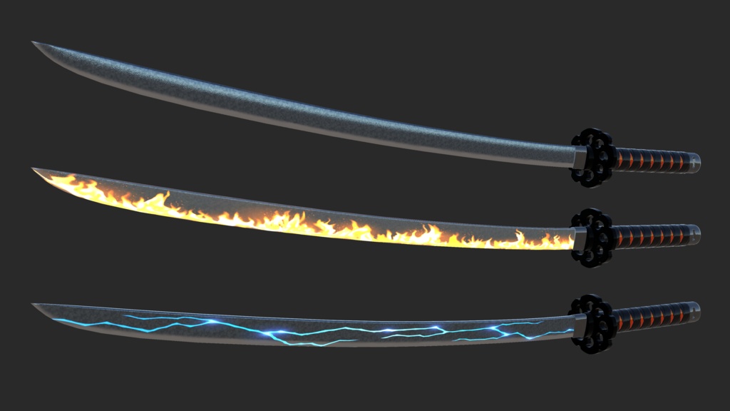 Demon Horn & Katana (Flame, Lightning)