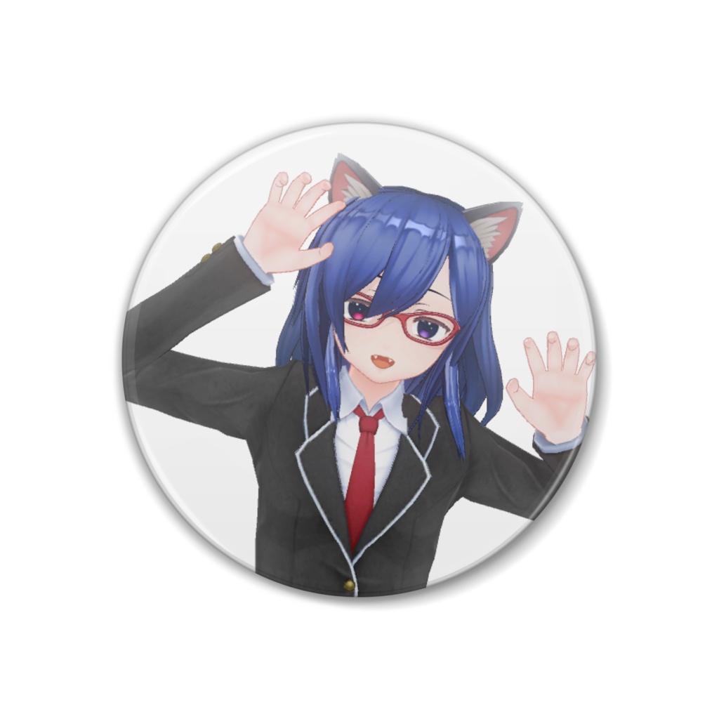 浦木モコ　缶バッジ　赤色眼鏡