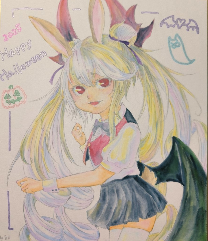 ハロウィンミラちゃん中判色紙