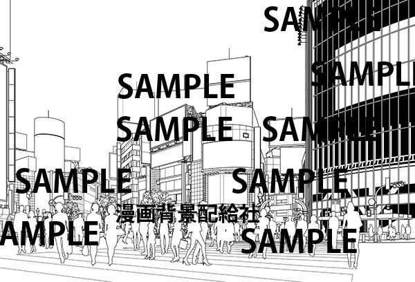 漫画背景素材 渋谷駅前スクランブル交差点 漫画背景配給社 Booth