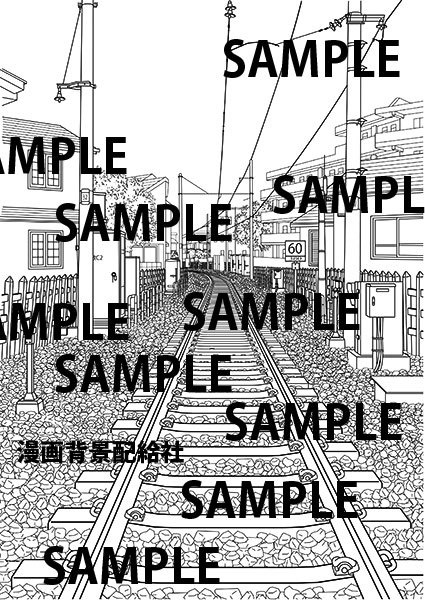 漫画背景素材「線路」