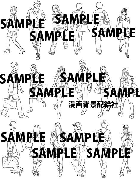 漫画背景素材「通行人セット」