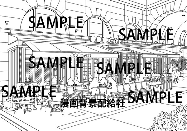 漫画背景素材 オープンカフェ 漫画背景配給社 Booth