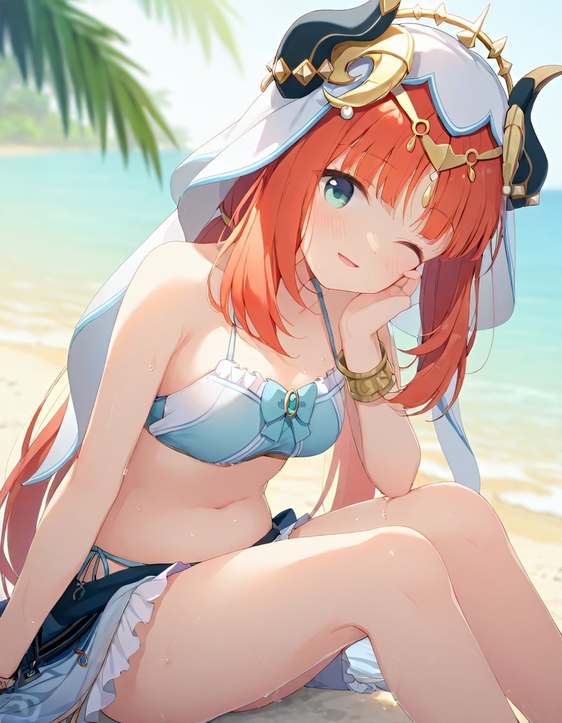 原神 フリルなビキニで佇む子達