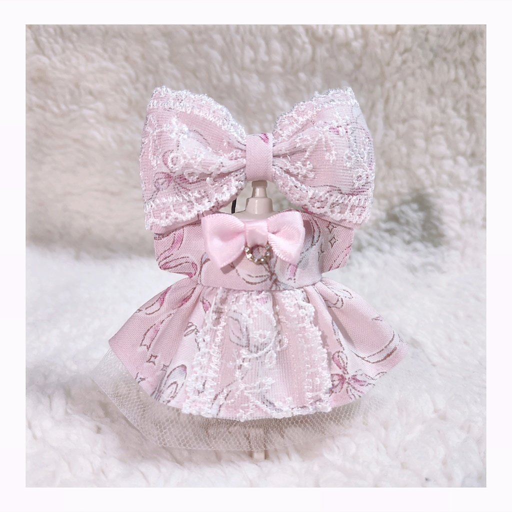 pinkリボンレースワンピース