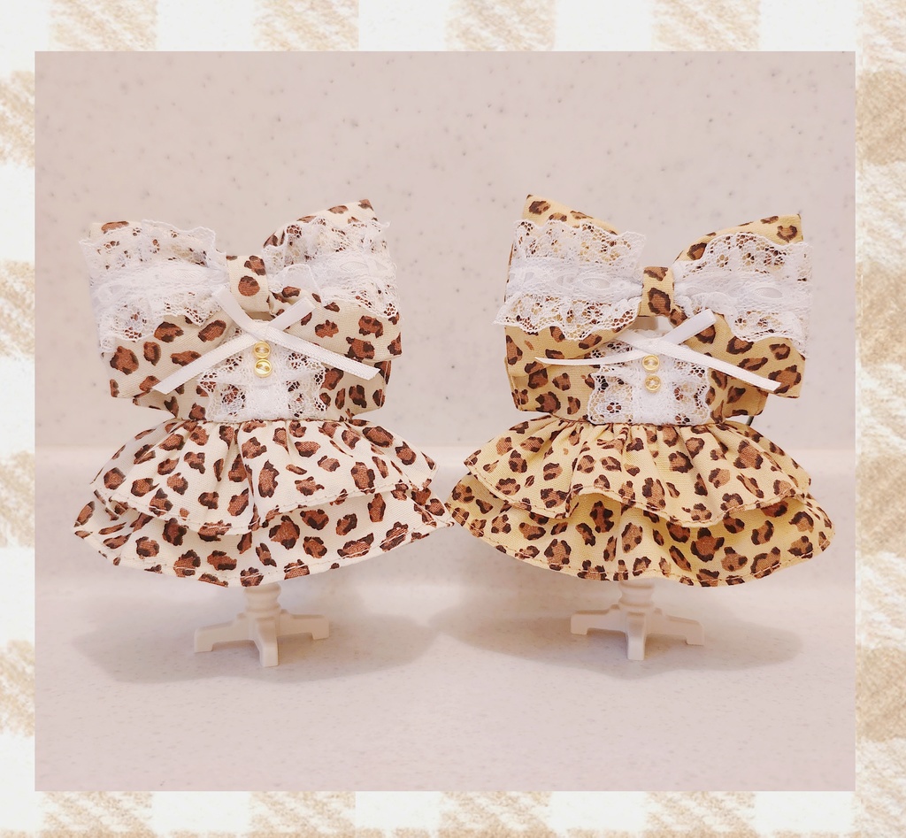 ダブルフリルヒョウ柄ワンピース