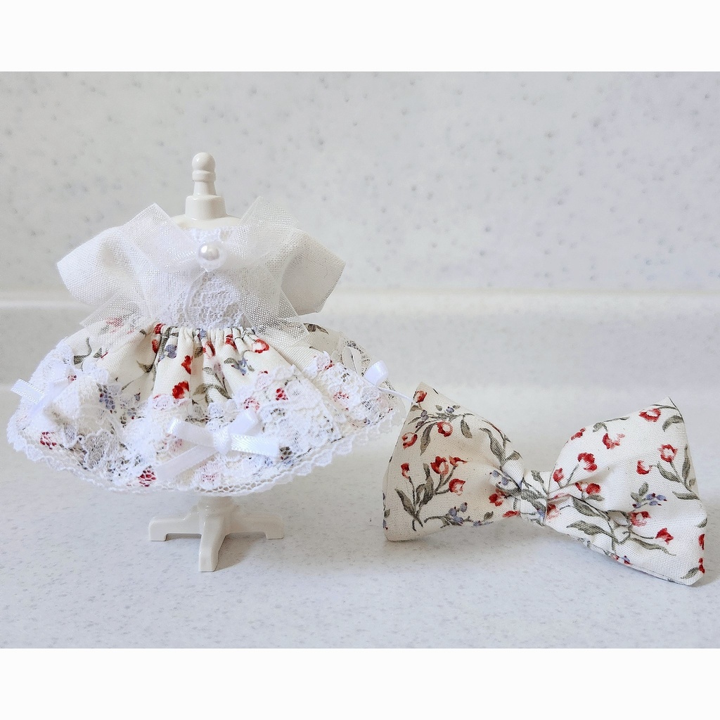 再頒布 小花のリボンワンピース