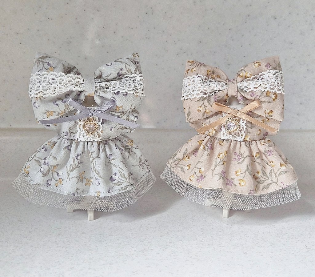 お花とリボンのぬいぐるみ服 10ー12cm