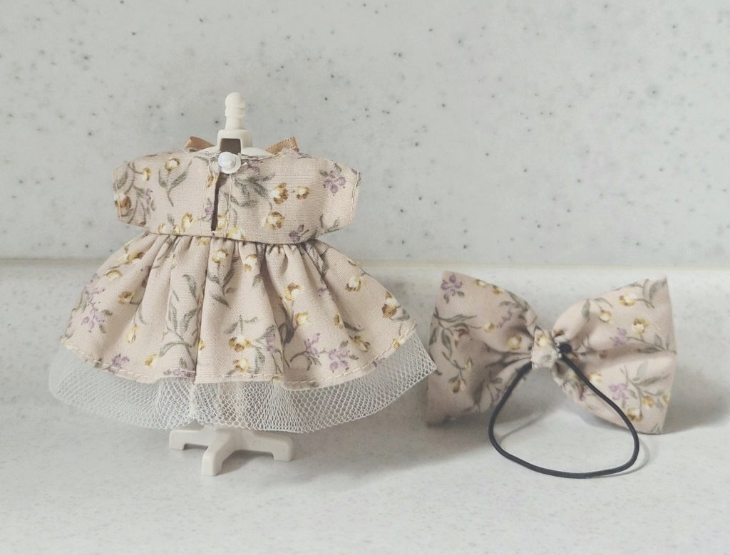 お花とリボンのぬいぐるみ服 10ー12cm